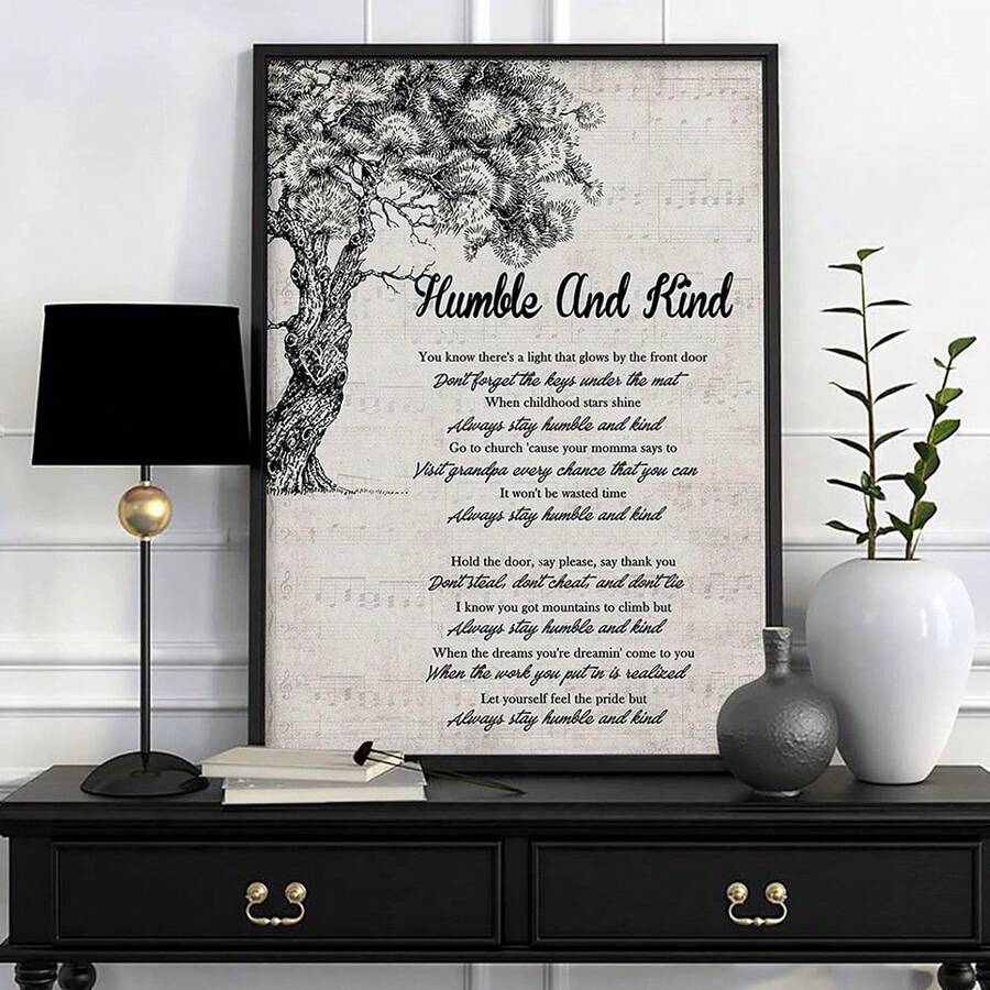 Vintage country lyric poster with brush script and serif typography