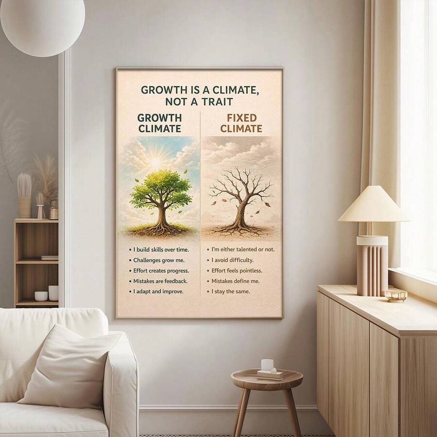 Growth is a climate not a trait motivational tree wall art