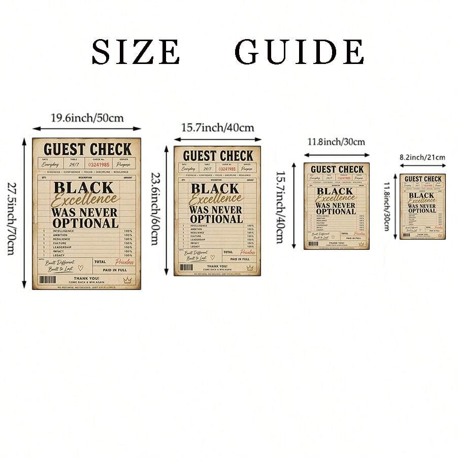 Guest check motivational canvas print showing frame hanger and wood-like edge detail