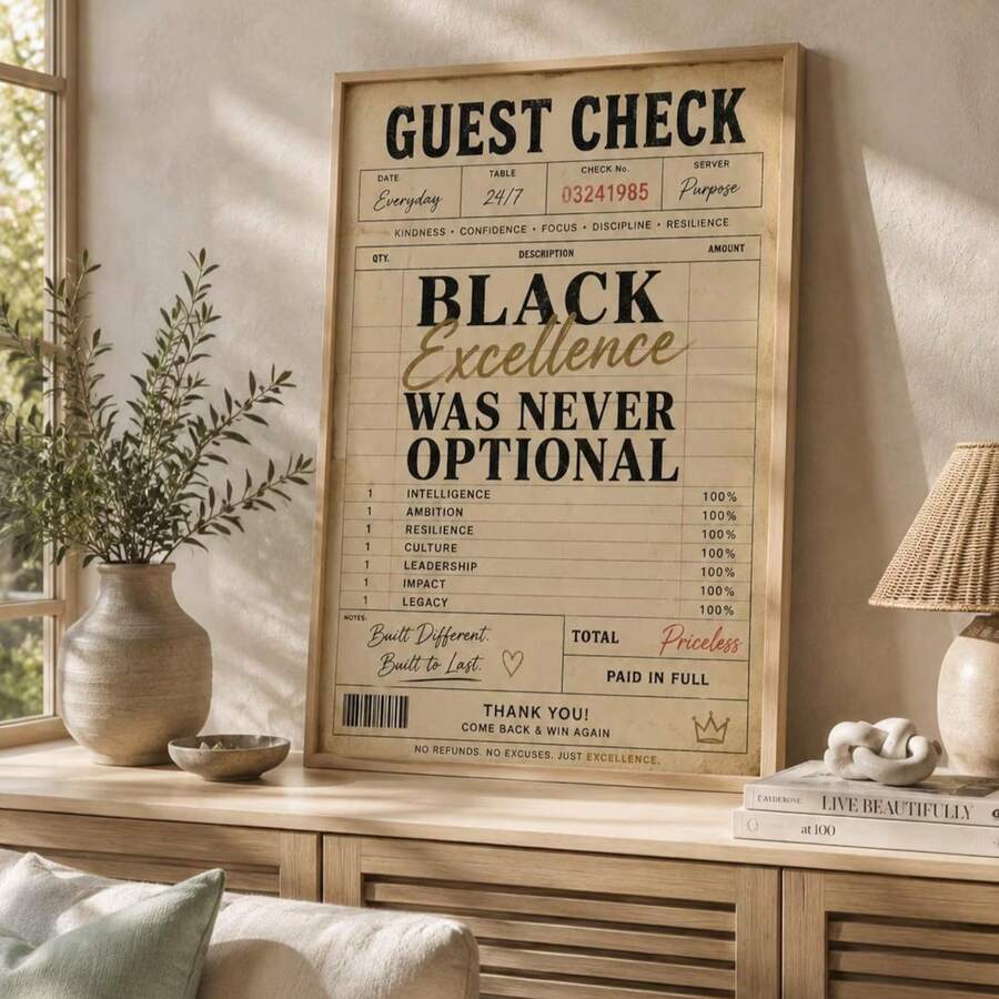Black Excellence Was Never Optional Guest Check Receipt Canvas Poster 