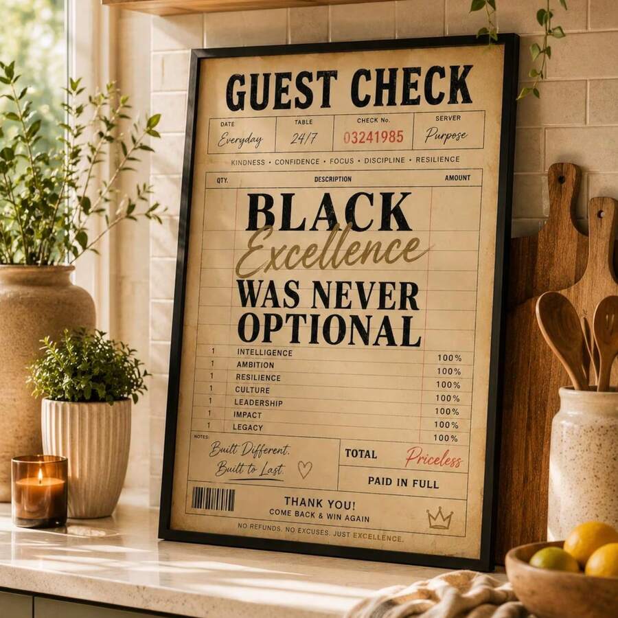 Black Excellence Was Never Optional Guest Check Receipt Canvas Poster 