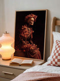Vintage Dark Gothic Skull & Maple Leaf Canvas Poster 