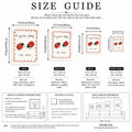 Size guide for ladybug canvas poster in four available dimensions