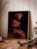 Vintage Dark Gothic Skull & Maple Leaf Canvas Poster 