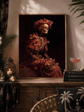 Vintage Dark Gothic Skull & Maple Leaf Canvas Poster 