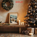 Vintage Christmas village canvas art for cozy seasonal home decor