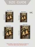 Size guide for vintage Christmas bell and cozy fireplace canvas poster in multiple dimensions