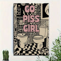 Go Girl Bold Zebra Print Retro Playful Bathroom Canvas Poster