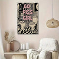 Go Girl Bold Zebra Print Retro Playful Bathroom Canvas Poster
