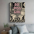 Go Girl Bold Zebra Print Retro Playful Bathroom Canvas Poster