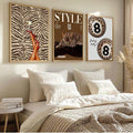3pcs Wall Art Decor Set, 3 Canvas Posters Unframed Prints, Cheetah Leopard Print Magazine Style Painting Art, Zebra High Heels Lucky Ball Billiards, Bedroom Closet Living Room Decoration