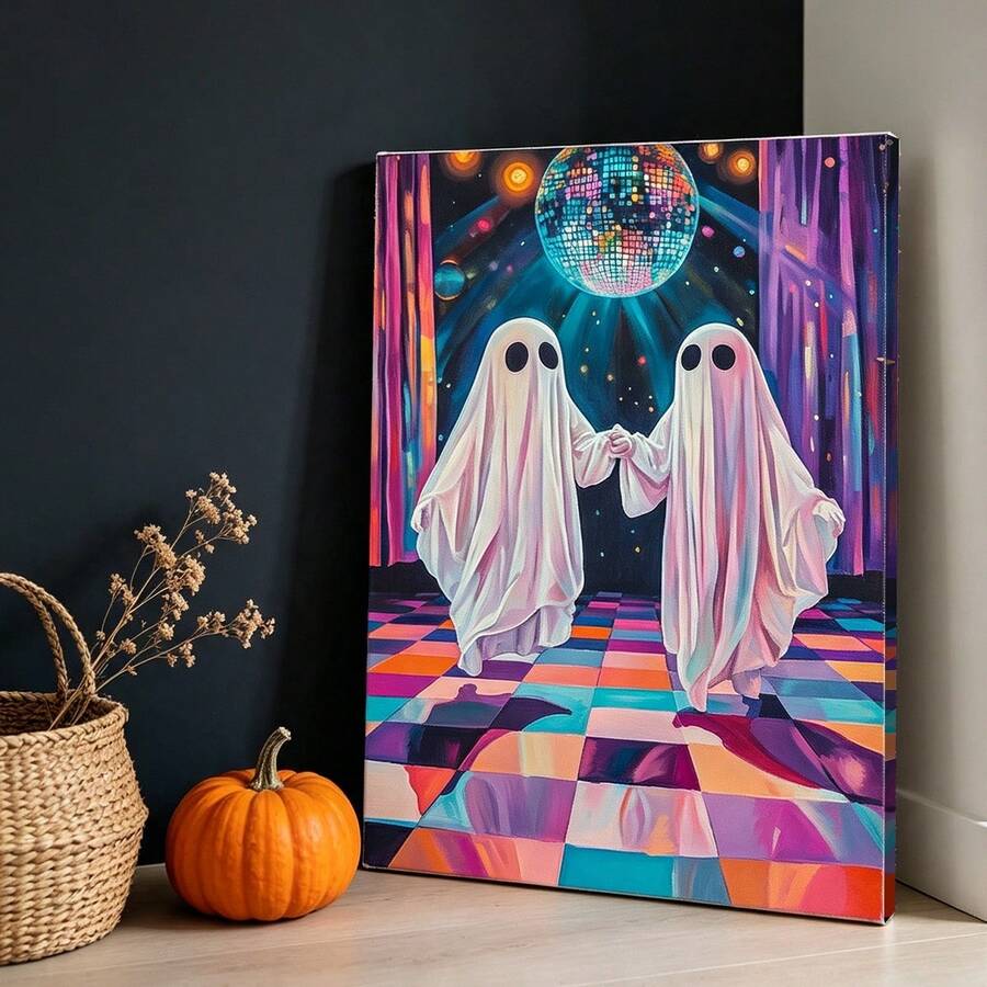Let's Boogie Ghost Disco Halloween Canvas Poster 
