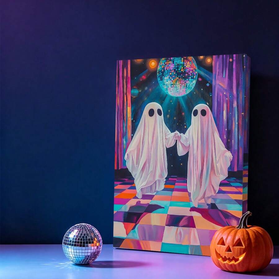Let's Boogie Ghost Disco Halloween Canvas Poster 