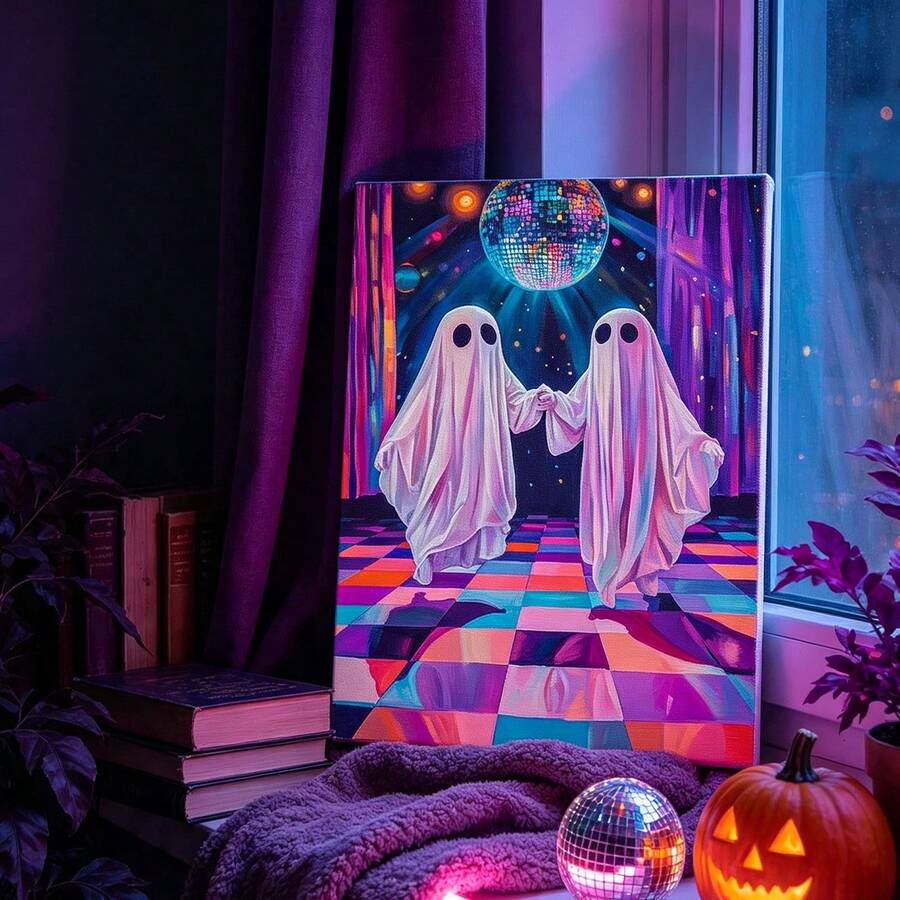 Let's Boogie Ghost Disco Halloween Canvas Poster 