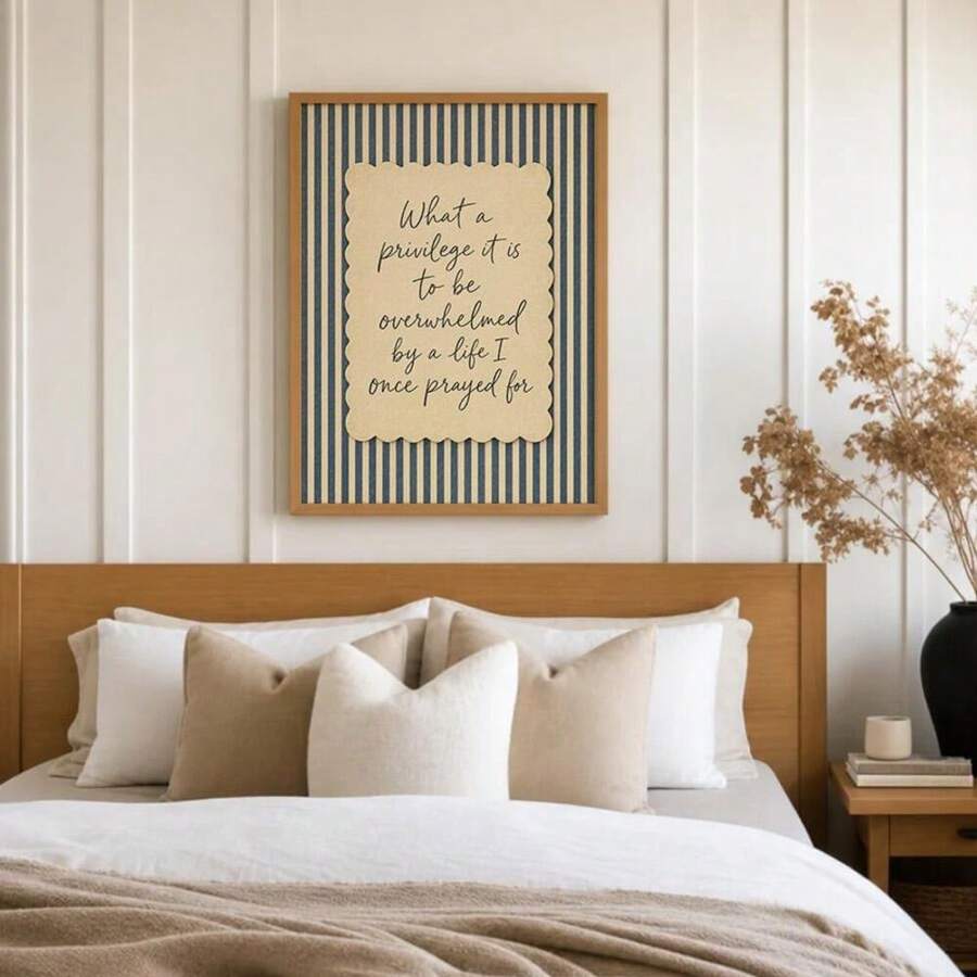 Vintage Christian Motivational Quote Blue Striped Canvas Poster