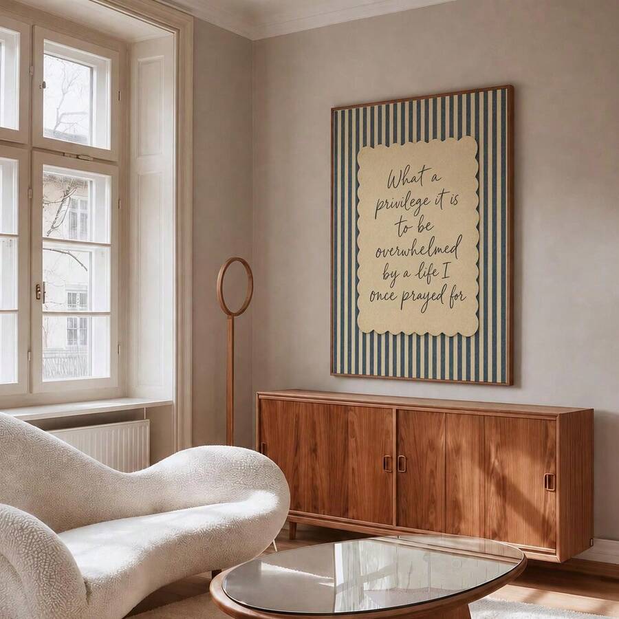 Vintage Christian Motivational Quote Blue Striped Canvas Poster