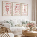 Minimalist Nordic Christmas canvas poster set above a soft sofa