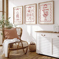 Nordic Christmas canvas poster set styled in a bright rattan corner