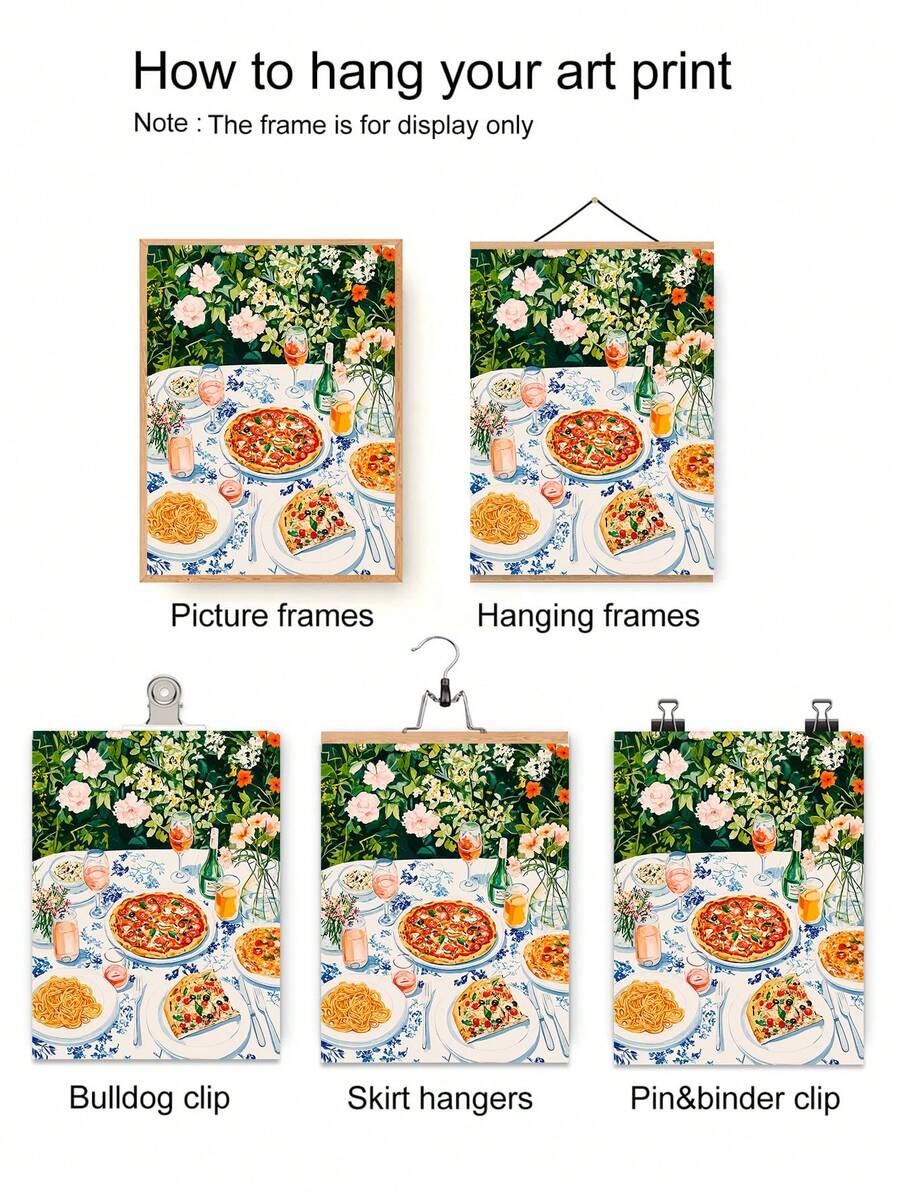 Vibrant Summer Floral Garden Picnic Pasta & Pizza Canvas Poster