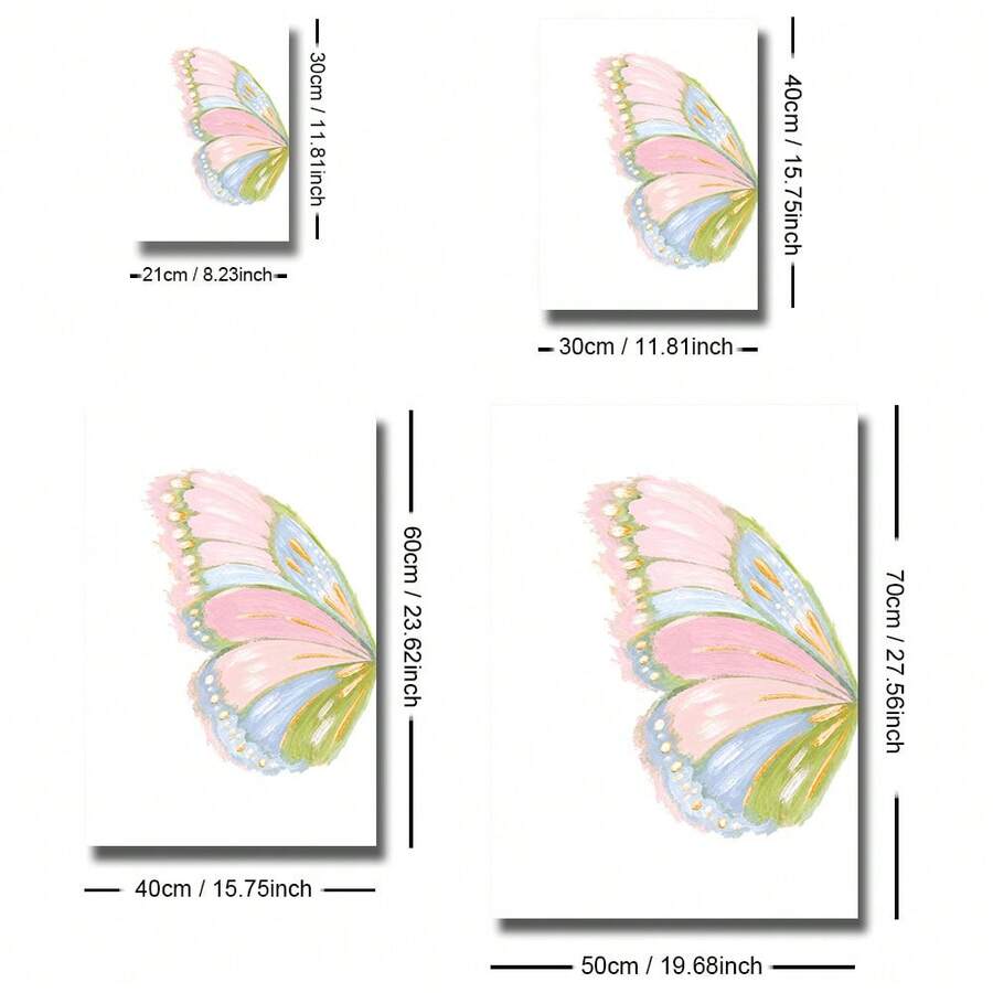 Watercolor Pink Butterfly Preppy Abstract Wings Minimalist Canvas Poster