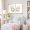 Watercolor Pink Butterfly Preppy Abstract Wings Minimalist Canvas Poster 