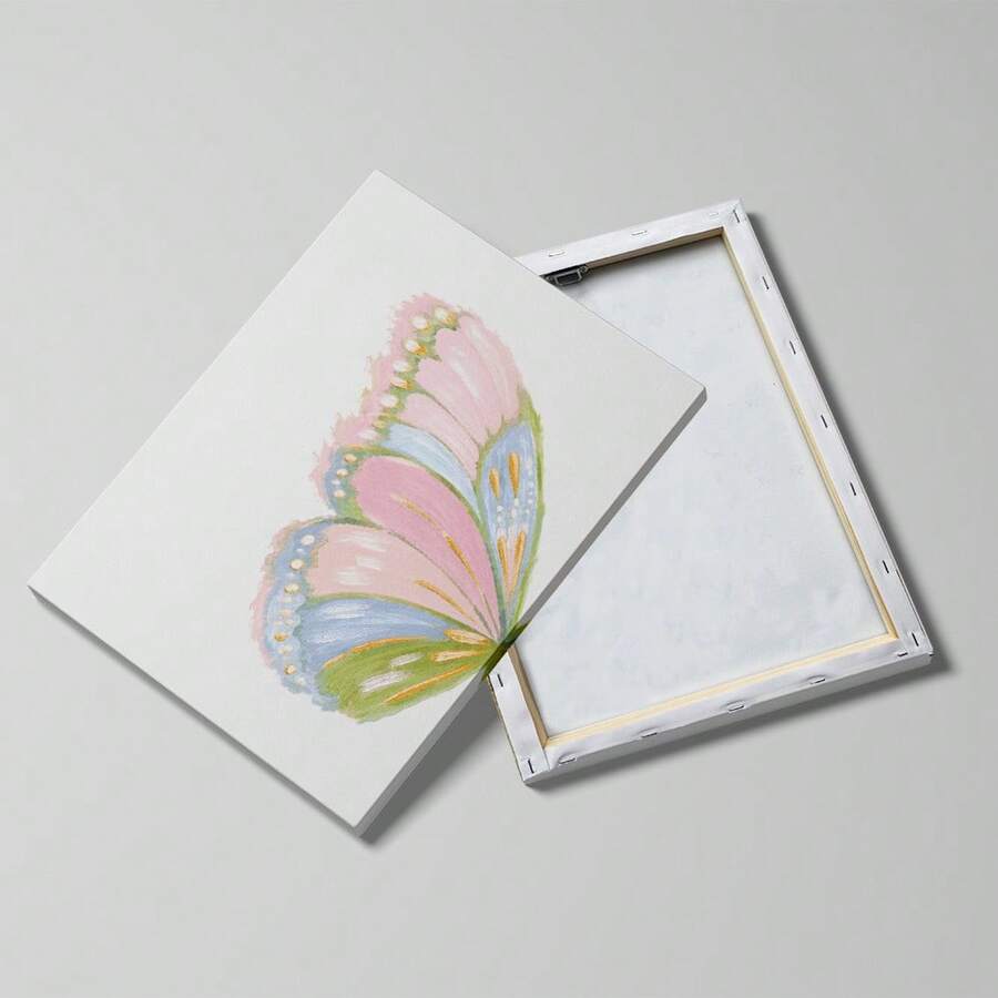 Watercolor Pink Butterfly Preppy Abstract Wings Minimalist Canvas Poster