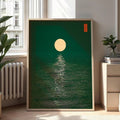Zen water ripple wall art styled in a wood frame beside natural furnishings