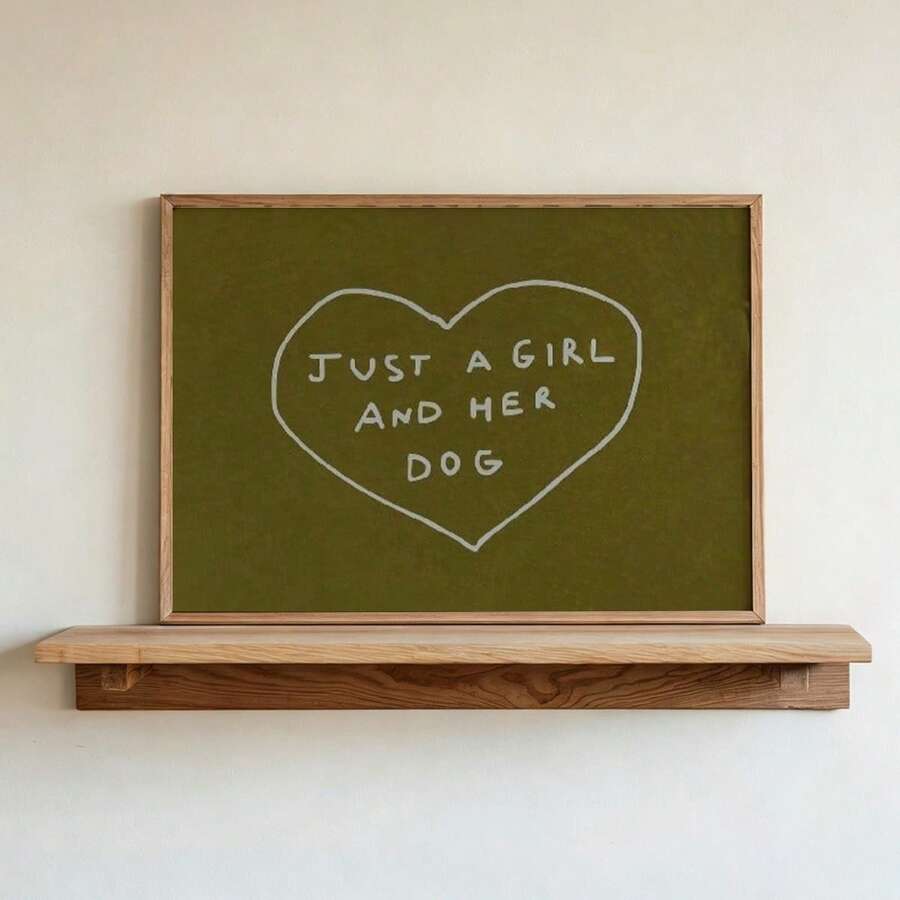 Girl And Dog Theme Minimalist Pet Quote Autumn Farmhouse Canvas Poster 