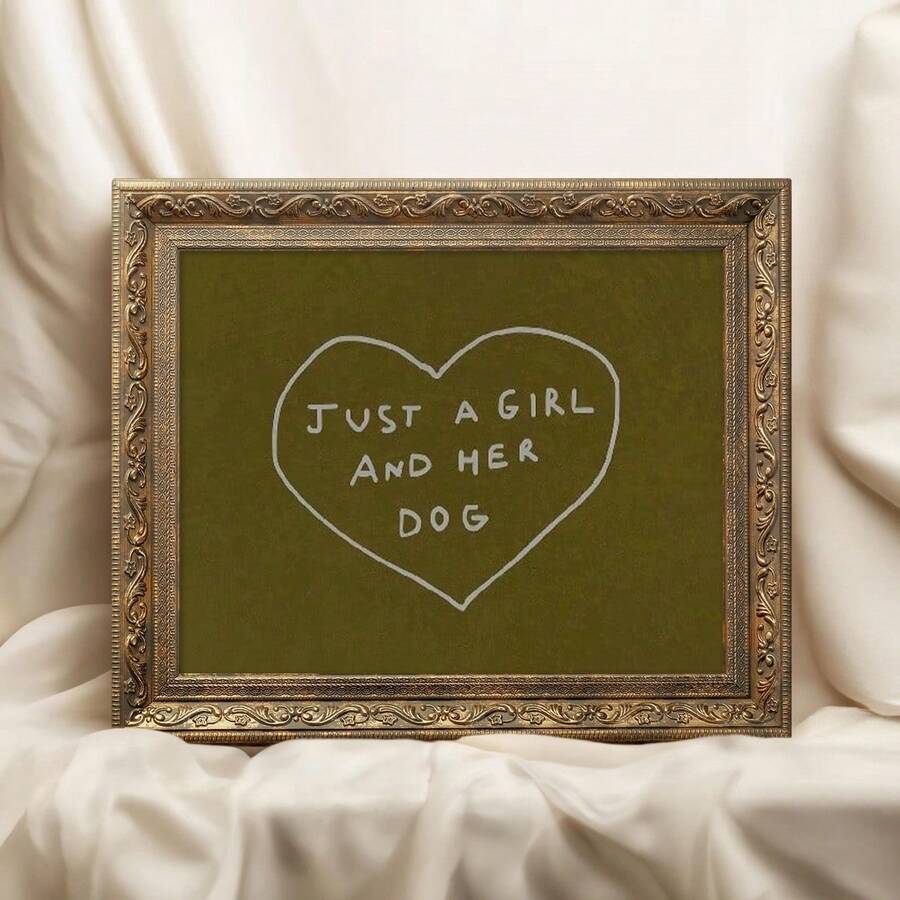 Girl And Dog Theme Minimalist Pet Quote Autumn Farmhouse Canvas Poster 