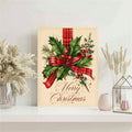 Merry Christmas botanical poster on a seasonal shelf display