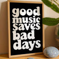 Retro music wall art for a record collector studio or gallery wall