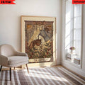 Vintage coffee tarot canvas print with a moka pot and espresso cup in brown and olive