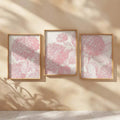 Pastel botanical canvas art set for a romantic bedroom or desk nook