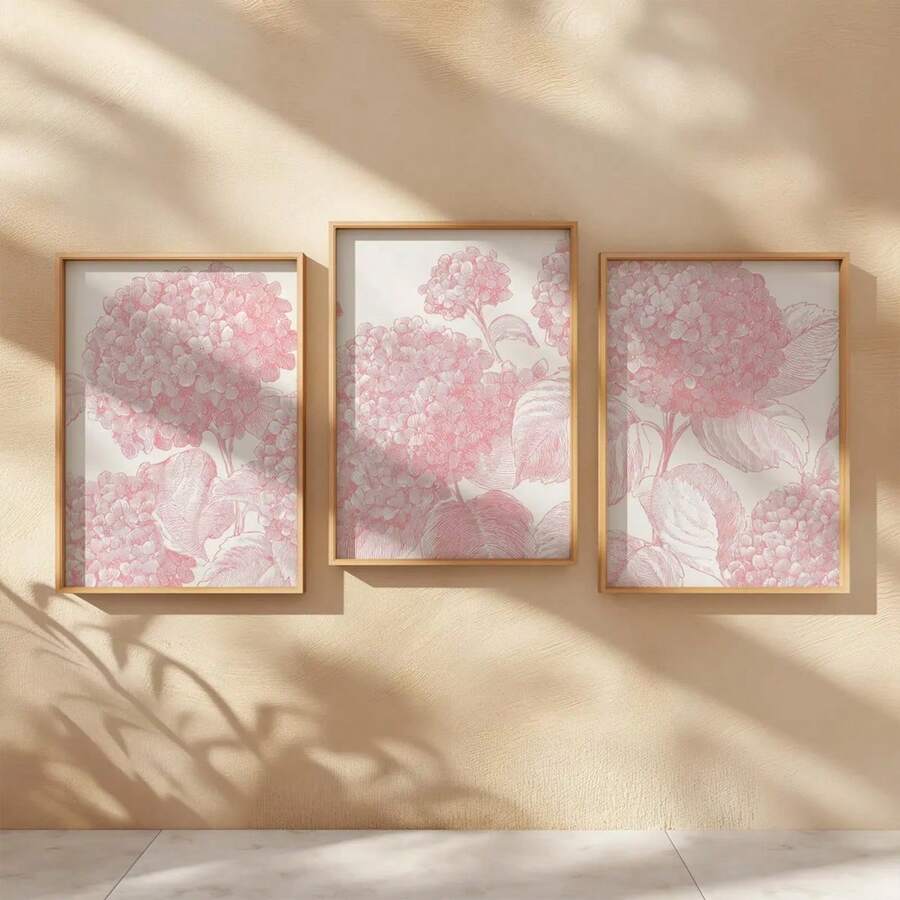 Pastel botanical canvas art set for a romantic bedroom or desk nook