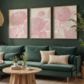 Soft blush hydrangea canvas prints with fine botanical linework