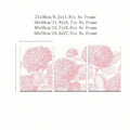 Three coordinated pink hydrangea wall prints for soft vintage decor