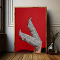Zebra Striped High Heels Boots Red Background Fashion Photography Canvas Poster
