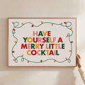 Christmas cocktail canvas art styled for a holiday bar or dining room