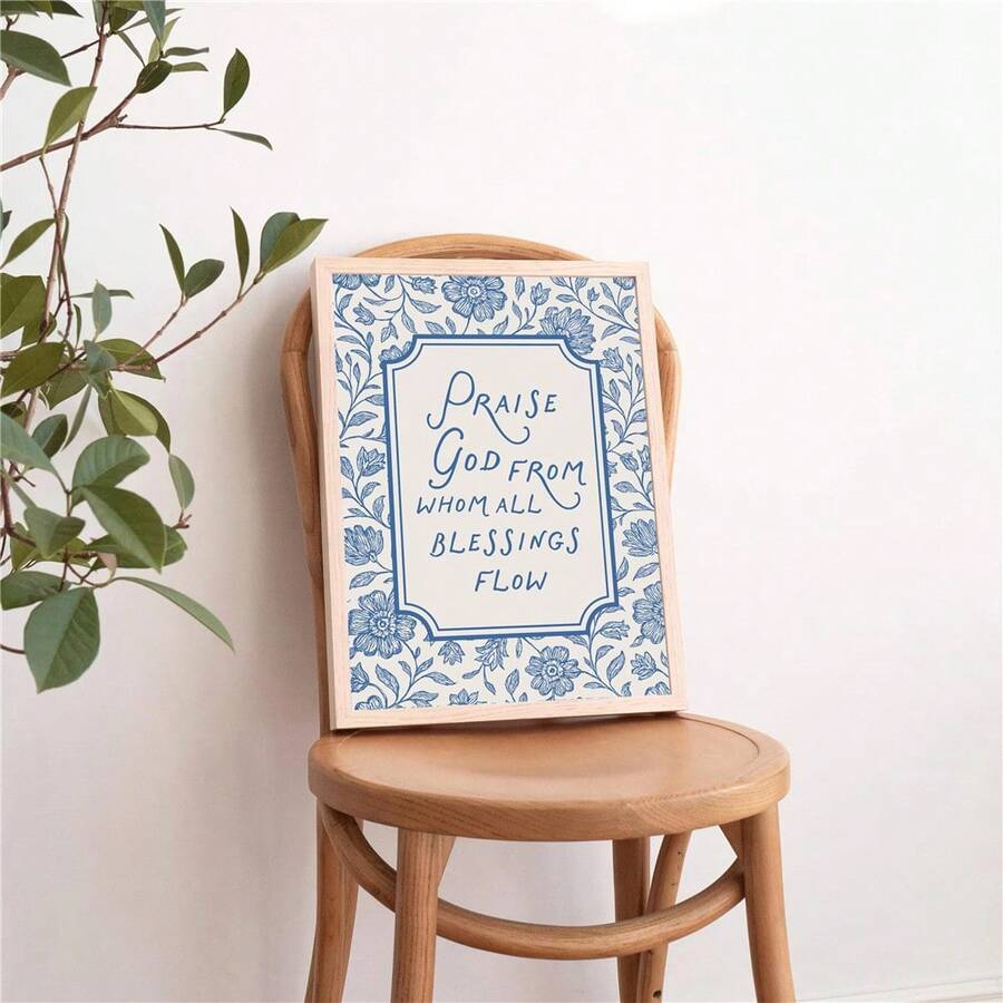 Cottage botanical Doxology poster for a bedroom or prayer corner