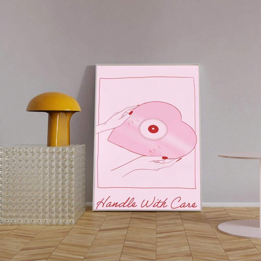 Retro vinyl record wall print for a Valentine gift or bedroom decor