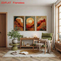 Boho Arch Desert Canyon Landscape Terracotta Sunset Canvas Poster Set