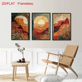 Boho Arch Desert Canyon Landscape Terracotta Sunset Canvas Poster Set