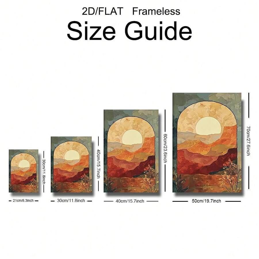 Boho Arch Desert Canyon Landscape Terracotta Sunset Canvas Poster Set