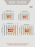 Size guide for Boys Rule canvas poster with unframed rolled canvas options