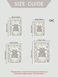 Size guide for Galatians blue floral rolled canvas poster with unframed options