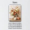Size guide for autumn floral pumpkin canvas poster from 21 by 30 to 50 by 70 centimeters