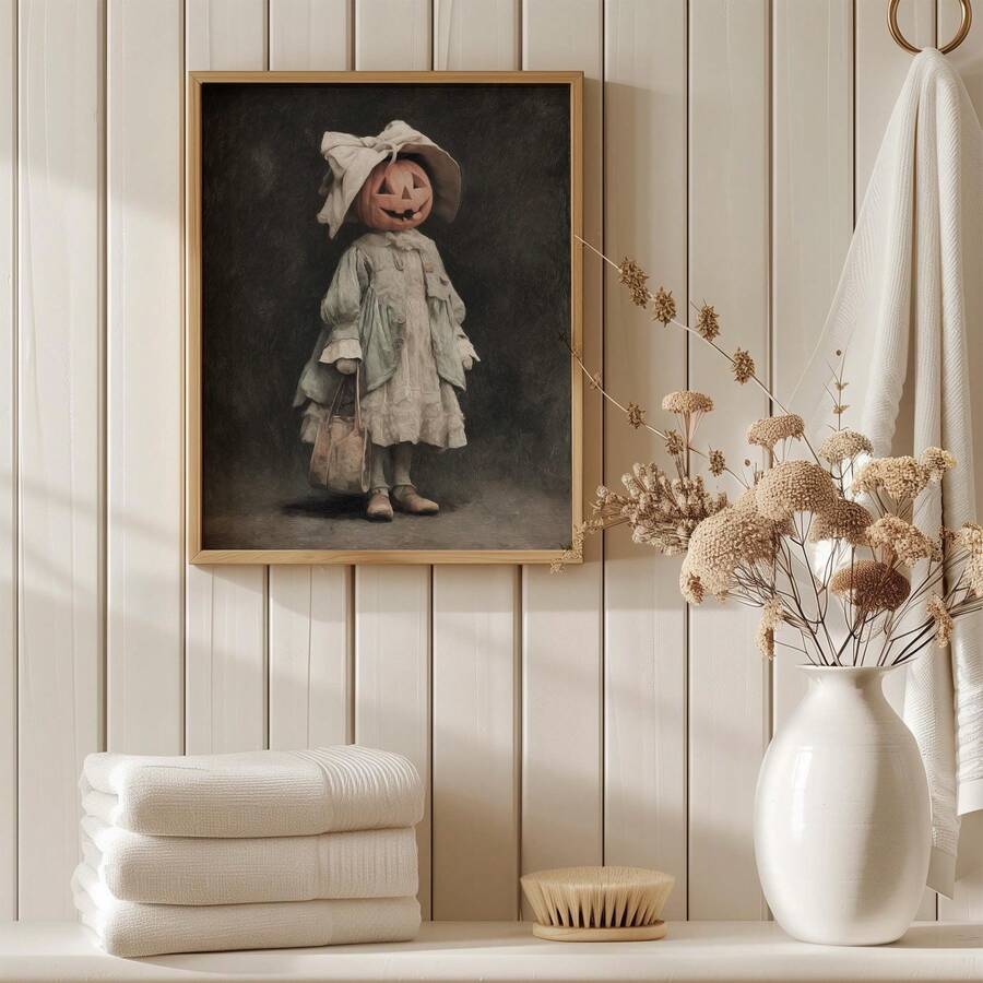 Size guide for pumpkin head Halloween canvas poster with unframed canvas dimensions