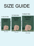 Go Piss Girl canvas size guide with available print dimensions