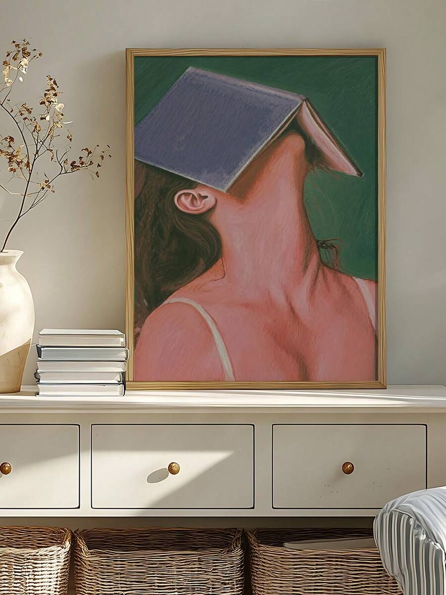 Black cat cake artwork shown in a framed canvas room display