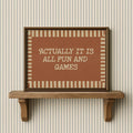 Terracotta funny slogan wall art with cream seventies lettering and striped border